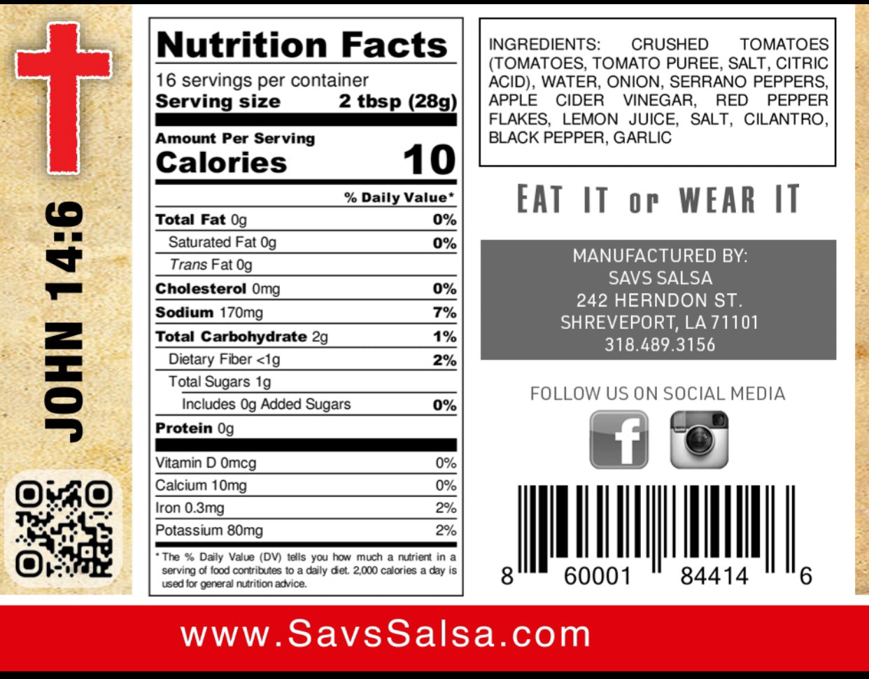 Sav's Serrano Hot Salsa - Case of 4- (Shipping only selection)